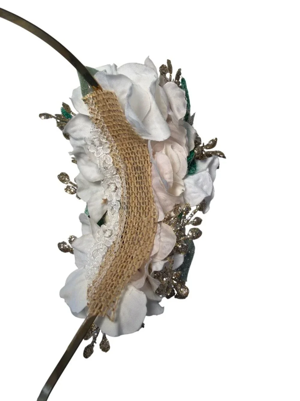 PLJ Pretty Little Jettie Gold & Green Glitter Accents Handmade Headband OOAK